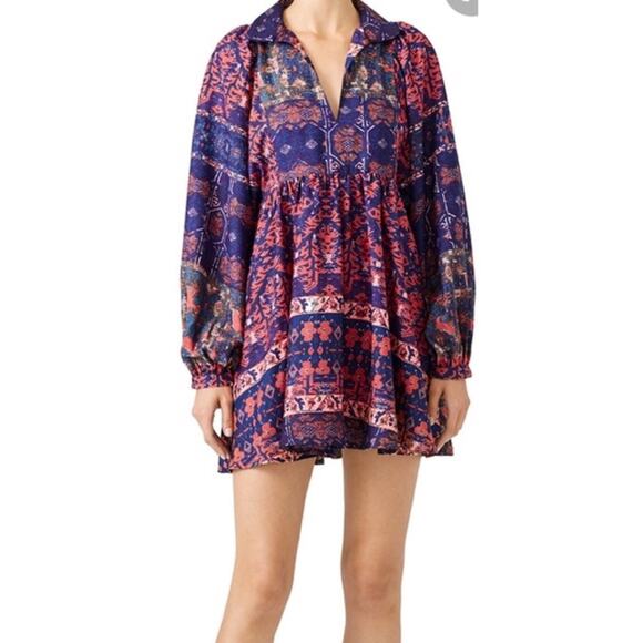 Raga Long Sleeve Boho Mini Dress - Picture 1 of 4
